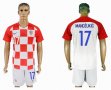 2018 World Cup Croatia team #17 MANDZUKIC white red home soccer jerseys