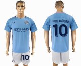 2017-2018 Manchester City #10 KUN AGUERO skyblue soccer jersey home