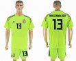 2018 World Cup Spain #13 Arrizabalagr Fluorescent green goalkeeper soccer jersey