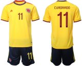 2022 World Cup Colombia team #10 CUADRADO yellow black soccer jersey home