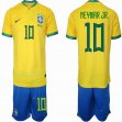 2022 World Cup Brazil team #10 NEYMAR JR. yellow blue soccer jersey home-HQ