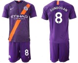 2018-2019 Manchester City club #8 GUNDOGAN purple soccer jerseys away