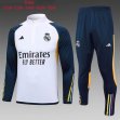 2023-2024 Real Madrid club white blue kid soccer uniforms with long shorts E693#