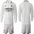 2022-2023 Real Madrid club white long sleeves soccer jersey home