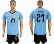 2018 World Cup Uruguay team #21 E.CAVANI skyblue soccer jersey home