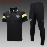 2023-2024 Manchester City Club black Polo Soccer uniforms with Long Trousers -C1002