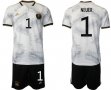 2022 World Cup Germany Team #1 NEUER white black soccer jersey home