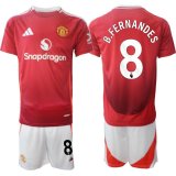 2024-2025 Manchester United club #8 B.FERNANDES red white soccer jerseys home