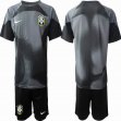 2022 World Cup Brazil team gray black goalkeeper soccer jerseys