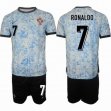 2024-2025 Portugal team #7 RONALDO skyblue black soccer jerseys away