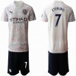 2020-2021 Manchester City club #7 STERLING beige black soccer jersey away