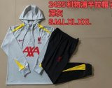 2024-2025 Liverpool club light gray black sports Hooded Sweatshirt with Long Trousers F555