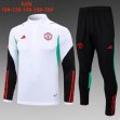 2023-2024 Manchester United club white black kid soccer uniforms with long shorts E713#