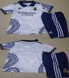 2023-2024 Real Madrid club white blue kids soccer jerseys away