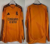 2024-2025 Real Madrid club thailand version orange long sleeves soccer jerseys away