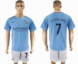 2017-2018 Manchester City #7 STERLING skyblue soccer jersey home