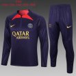 2023-2024 Paris Saint-Germain club purple soccer uniforms with long shorts E694#.