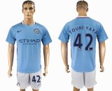 2017-2018 Manchester City #42 TOURE YAYA skyblue soccer jersey home