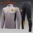 2023-2024 Dortmund Club gray black kid soccer uniforms with long shorts E689#