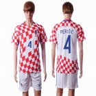 2016 Croatia team PERISIC #4 white red soccer jersey home