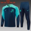 2023-2024 Barcelona club blue green kid soccer jacket with long shorts E725#