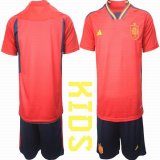 2022 World Cup Spain team red kid soccer jerseys home-HQ