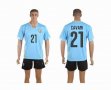 2014 Uruguay world cup CAVANI 21 skyblue soccer jersey home