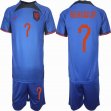 2022 World Cup Netherlands team #7 BERGWIJN blue soccer jersey away