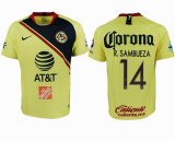 2018-2019 America thailand version #14 R.SAMBUEZA yellow soccer jersey home