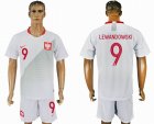 2018 world cup Poland Team LEWANDOWSKI #9 white soccer jersey home