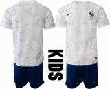 2022 France World Cup white blue kids soccer Jerseys away-HQ