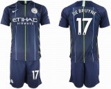 2018-2019 Manchester City club #17 DE BRUYNE blue soccer jersey away