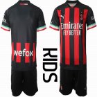 2022-2023 AC Milan club red black kid soccer jerseys home