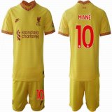 2021-2022 Liverpool club #10 MANE Yellow soccer jersey away