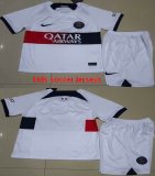 2023-2024 Paris Saint-Germain club white blue kid soccer jerseys second away