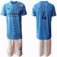 2020-2021 Manchester City club #4 KOMPANY skyblue white soccer jersey home