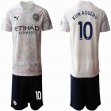 2020-2021 Manchester City club #10 KUN AGUERO beige black soccer jersey away