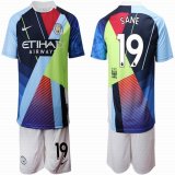 2018-2019 Manchester City #19 SANE blue nike mash up kit