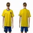 2016 Sweden yellow skyblue soccer jersey home