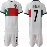 2022 World cup Portugal team #7 Ronaldo white soccer jerseys away