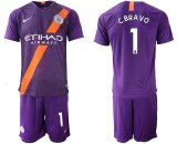 2018-2019 Manchester City club #1 C.BRAVO purple soccer jerseys away