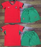 2024-2025 Portugal team red green kid soccer jerseys home