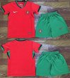 2024-2025 Portugal team red green kid soccer jerseys home