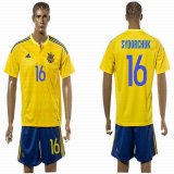 2016 Ukraine national team SYDORCHUK #16 yellow soccer jersey home