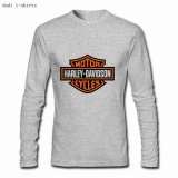 Personalized Custom Gray long sleeves mens Dadi t-shirts with HARLEY-DAVIDSON logo