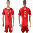 2016 Denmark national team KJAER #3 red soccer jerey home