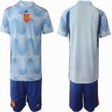 2022 World Cup Spain team blue skyblue soccer jerseys away