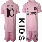 2023-2024 Club Internacional de Fútbol Miami #10 MESSI pink kid soccer jerseys