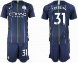 2018-2019 Manchester City club #31 EDERSON blue soccer jersey away