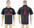 2017-2018 Arsenal #11 OZIL Europa league Thailand version black gray soccer jersey away